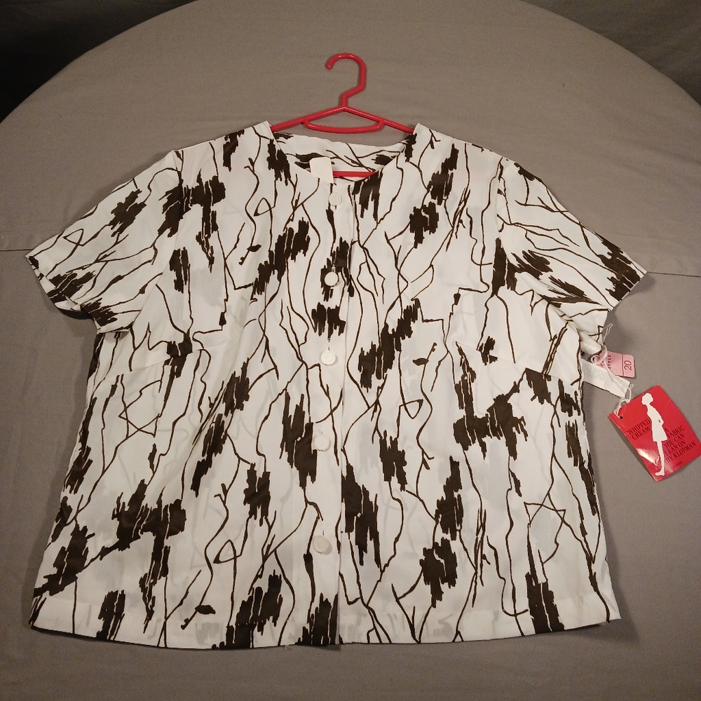 Vintage Klopman Mills Whipped Cream New With Tags 100% Dacron Blouse Top Size 20